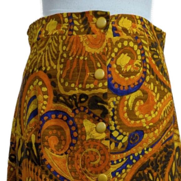 Vintage 1970s Barkcloth 100% Cotton Skirt by Beverly Vogue of California - Picture 3 of 7